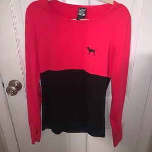 Pink and black work out long sleeve top
